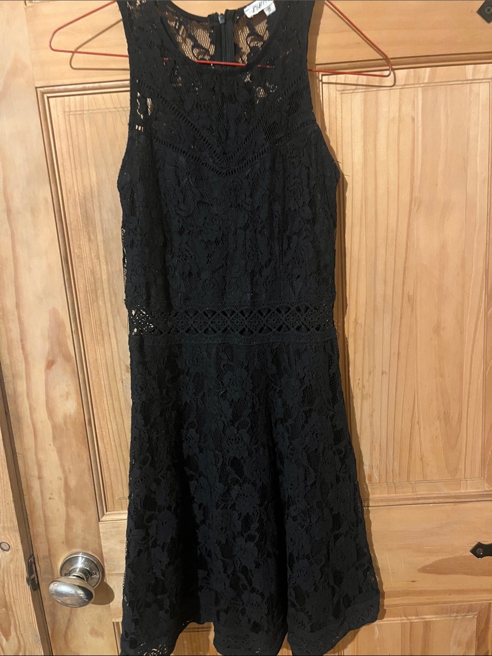 Rebellion Black Lace Midi Dress with Crocheted Waist